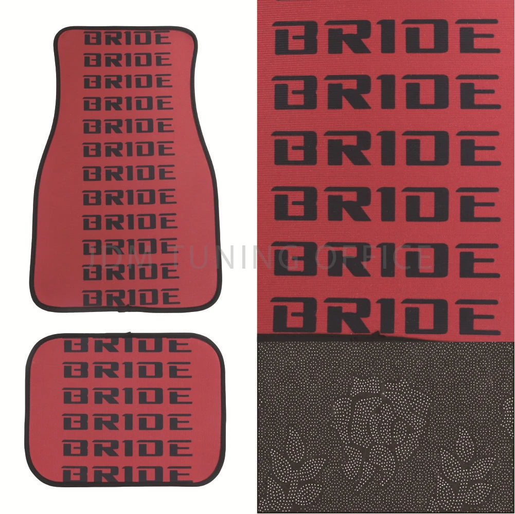 Bride Anime Car Floor Mats - 4pcs JDM Racing Style, Waterproof, Non-Slip